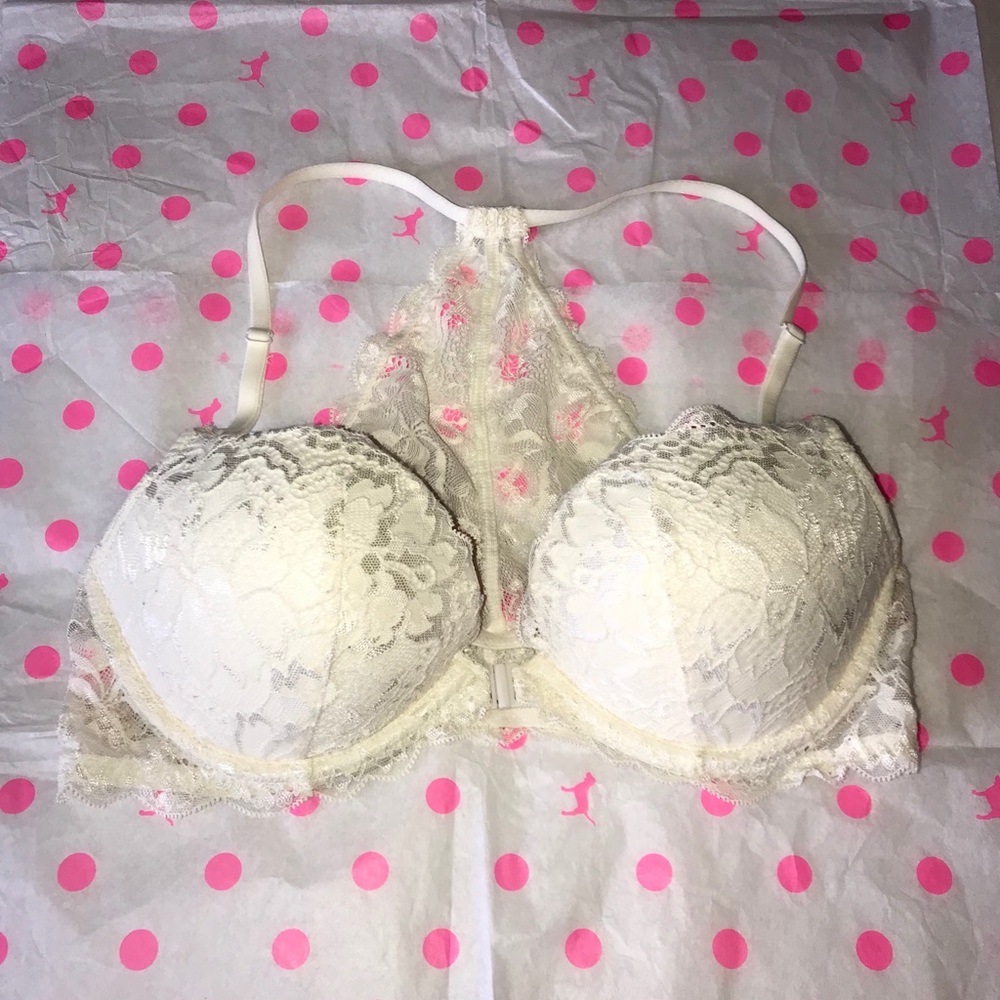 Pink Victoria’s Secret lace racerback bra